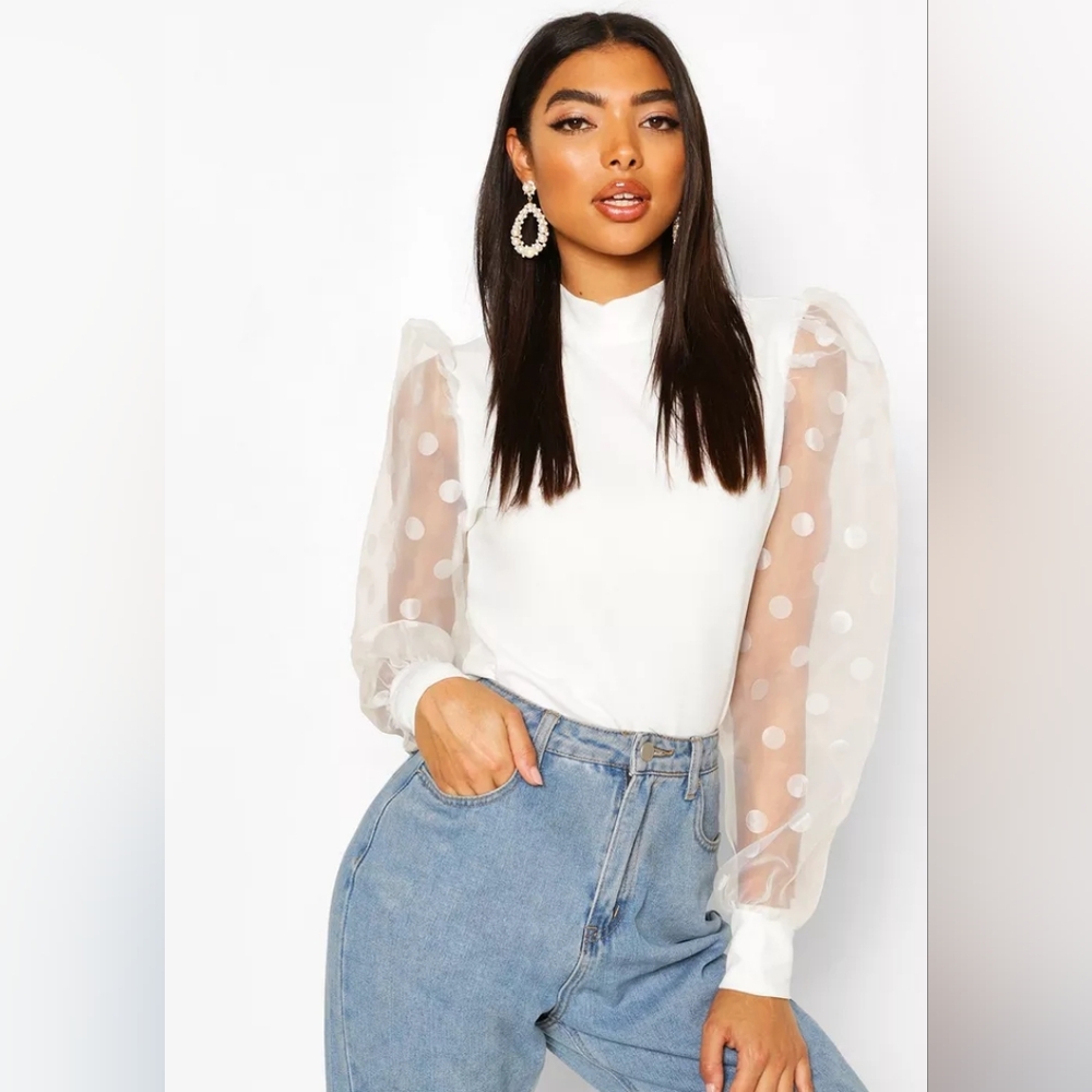 Polka dot sleeve blouse